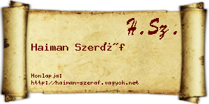Haiman Szeráf névjegykártya